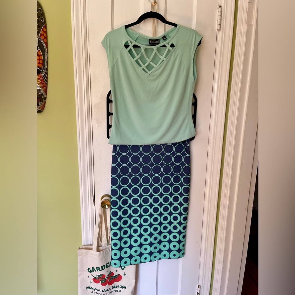 COPY - NY&Co | lattice-neck tank (M) and coordinating pencil skirt (size 6) Aqu…